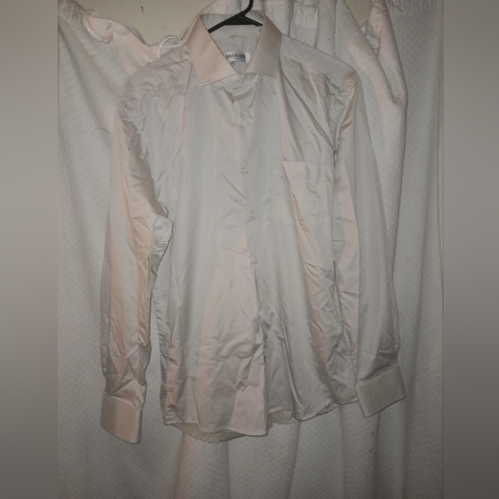 Balmain Paris White Textured Button Down Dress Shirt Size M 39-40